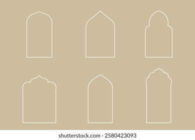 Arabic frame, window shape, arch. Ramadan, religion. Vector 
