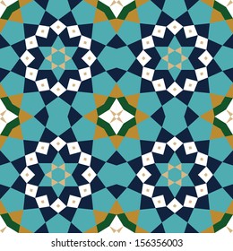 Arabic, geometric, colorful, seamless Pattern.  Traditional Islamic background.