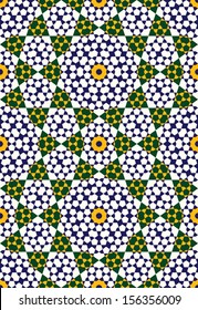Arabic, geometric, colorful, seamless Pattern.  Traditional Islamic background.