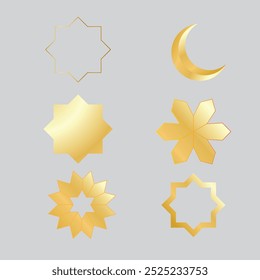 Elementos geométricos árabes en color dorado, para embellecer el fondo, el logotipo, etc.