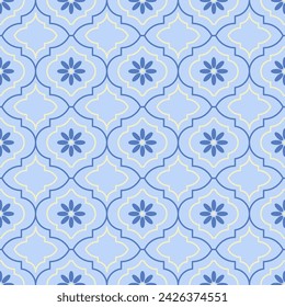 Arabic geometric floral blue pattern Vector