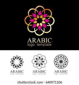 Arabische geometrische Logo-Vorlage. Traditionelle Stammbaumgestaltung. Ramadan islamisches rundes Muster-Element. Vektorsymbol.