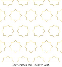 Arabisches geometrisches Mosaik-bedruckbares, nahtloses Muster mit abstraktem marokkanischem Druck in Blau- und Orangenfarben. Ramadan Kareem Traditional Islamic Art Illustration Hintergrund.