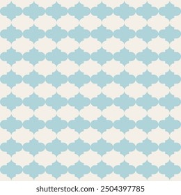 Arabic geometric mosaic printable seamless pattern with abstract Moroccan print in blue and orange colors. Ramadan Kareem Traditional Islamic art Illustration background.