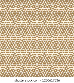 Arabic geometric ornament based on traditional arabic art. Muslim mosaic.Brown background.Average thickness lines.