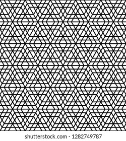 Arabic geometric ornament based on traditional arabic art. Muslim mosaic.Black and white average thickness lines.