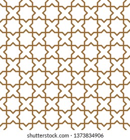 Arabic geometric ornament based on traditional arabic art. Muslim mosaic.Brown color average thickness lines.