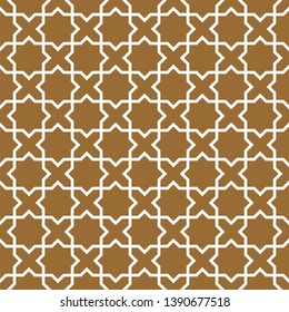 Arabic geometric ornament based on traditional arabic art. Muslim mosaic.Brown color medium thickness lines.