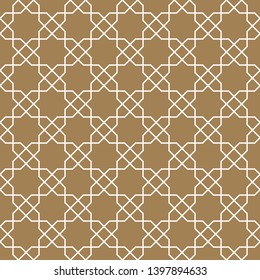 Arabic geometric ornament based on traditional arabic art. Muslim mosaic.Brown color medium thickness lines.