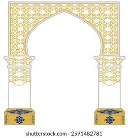 Arabic Geometric Ornament Design Elements Featuring Arches And Frames