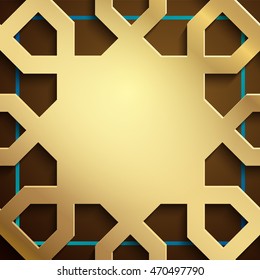 arabic geometric ornament gold color pattern