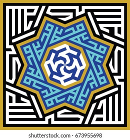 Arabic geometric Ornament. Islamic calligraphy of dua(wish) Allahu Akbar (Allah is the greatest) 