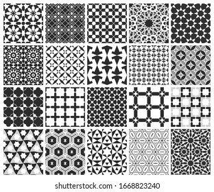 Arabic geometric ornaments. Seamless patterns. 