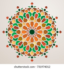 Arabic geometric pattern colorful circle islamic ornament