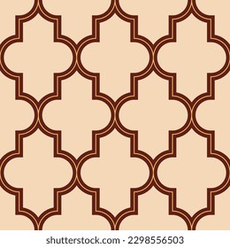 Arabic geometric seamless pattern. Quatrefoil vector pattern. Lattice pattern. Classic style. Oriental traditional pattern with repeated mosaic tiles. Moroccan crosses motif. Color vector background.