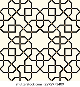 Arabic Geometric Seamless Pattern. Traditional Islamic Background. Mosque decoration element. Architectural element. Vector illustration. Suitable for greeting card, poster, invitation and banner.