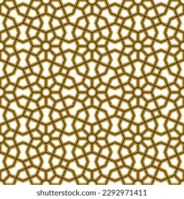 Arabic Geometric Seamless Pattern. Traditional Islamic Background. Mosque decoration element. Architectural element. Vector illustration. Suitable for greeting card, poster, invitation and banner.