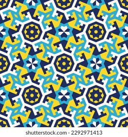 Arabic Geometric Seamless Pattern. Traditional Islamic Background. Mosque decoration element. Architectural element. Vector illustration. Suitable for greeting card, poster, invitation and banner.