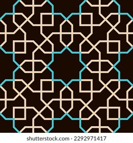 Arabic Geometric Seamless Pattern. Traditional Islamic Background. Mosque decoration element. Architectural element. Vector illustration. Suitable for greeting card, poster, invitation and banner.