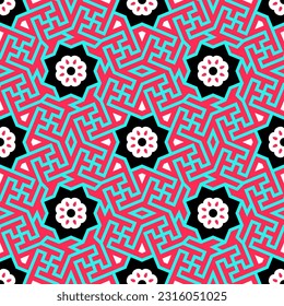 Arabic Geometric Seamless Pattern. Traditional Islamic Background. Mosque decoration element. Architectural element. Vector illustration. Suitable for greeting card, poster, invitation and banner.