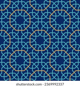 Arabic Geometric Seamless Pattern. Traditional Islamic Background. Mosque decoration element. Architectural element. Vector illustration. Suitable for greeting card, poster, invitation and banner.