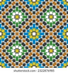 Arabic geometric style Zellij. Seamless pattern