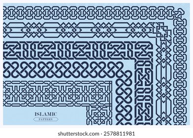 Arabic geomrtric pattern, islamic decorative frame and corner borders.