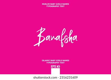 Arabic Girl Name Banafsha Alphabetical Text Design