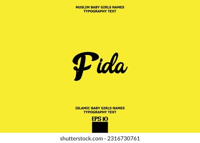 Arabic Girl Name Fida Alphabetical Text Design