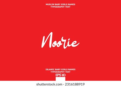 Arabic Girl Name Noorie Text Lettering Vector Sign