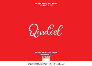 Arabic Girl Name Qindeel Text Lettering Vector Sign