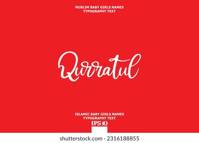 Arabic Girl Name Qurratul Text Lettering Vector Sign
