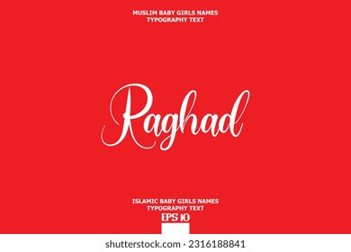 Arabic Girl Name Raghad Text Lettering Vector Sign
