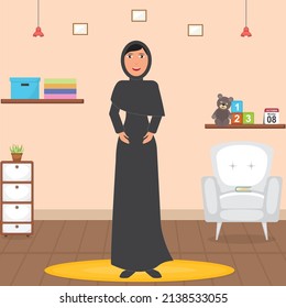 Arabic Girl in room  vector