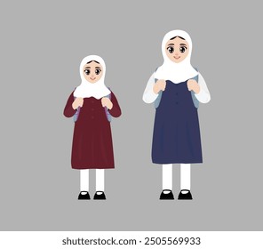 Arabic girls from Oman in school uniform