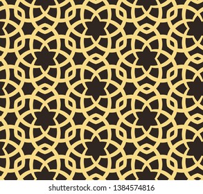 Arabic gold pattern on dark background.Seamless pattern. Print texture.Vector