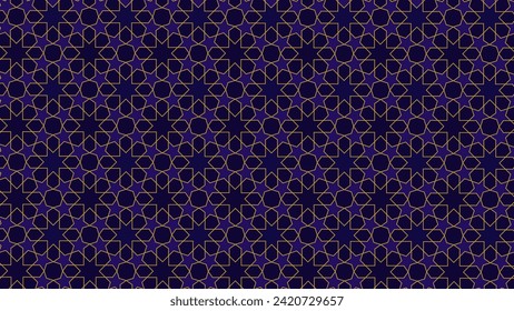 Arabic golden and blue pattern on Dark Blue background. Geometric Islamic texture Blue on white. vector illustration of Moroccan design