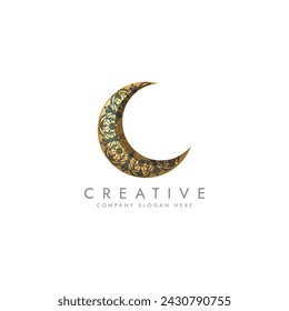 arabic golden crescent moon Vector  Ramadan Kareem greeting crescent islamic symbol 