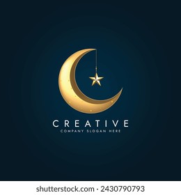 arabic golden crescent moon Vector  Ramadan Kareem greeting crescent islamic symbol 