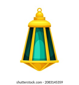 Arabic golden lantern. Ramadan Kareem celebration traditional symbol vector illustration