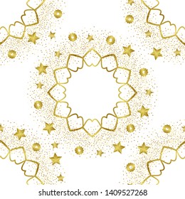 Arabic golden seamless pattern on white background