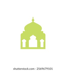 Arabic green masjid logo. Ramzan masjid isolated on white background.