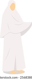 Arabic Hajj Pilgrim Character on White Background. Isolated Vector Illustration.