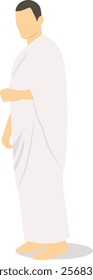 Arabic Hajj Pilgrim Character on White Background. Isolated Vector Illustration.