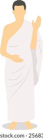 Arabic Hajj Pilgrim Character on White Background. Isolated Vector Illustration.