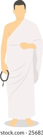 Arabic Hajj Pilgrim Character on White Background. Isolated Vector Illustration.