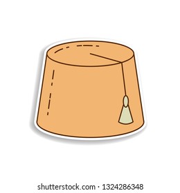 arabic hat  sticker icon. Element of color Arabic culture icon. Premium quality sticker design icon. Signs and symbols collection icon for websites, web design