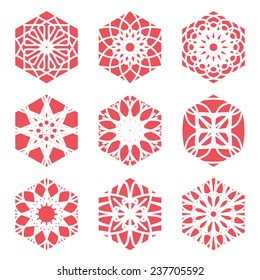 Arabic hexagon ornament set. Vector symbols collection