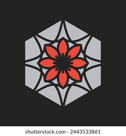 Arabic hexagonal geometric symbol. Vector floral mosaic oriental ornamental logo template