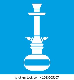 Arabic hookah icon white isolated on blue background vector illustration